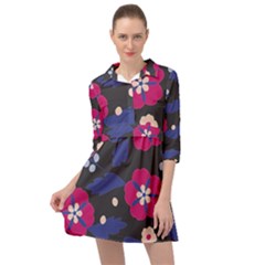 Vector Seamless Flower And Leaves Pattern Mini Skater Shirt Dress by Sobalvarro