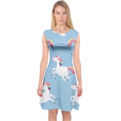 Unicorn Seamless Pattern Background Vector (2) Capsleeve Midi Dress by Sobalvarro