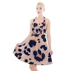 Leopard Pattern Funny Drawing Seamless Pattern Halter Party Swing Dress  by Vaneshart