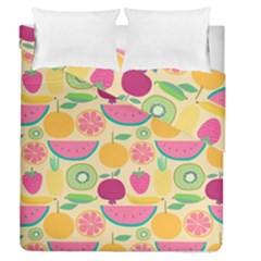 Seamless Pattern With Fruit Vector Illustrations Gift Wrap Design Duvet Cover Double Side (queen Size) by Vaneshart