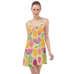 Seamless Pattern With Fruit Vector Illustrations Gift Wrap Design Summer Time Chiffon Dress by Vaneshart