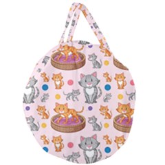 Cat Seamless Pattern Giant Round Zipper Tote by Vaneshart