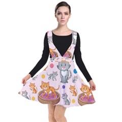 Cat Seamless Pattern Plunge Pinafore Dress by Vaneshart