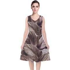 Foliage Circle Card V-neck Midi Sleeveless Dress  by Vaneshart