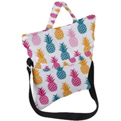 Tropic Fruit Pineapple Seamless Pattern Design Vector Illustration Fold Over Handle Tote Bag by Vaneshart