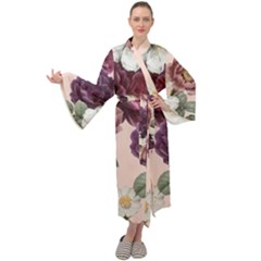 Romantic Floral Background Maxi Velour Kimono by Vaneshart