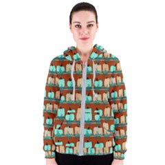 Bluegreen Pumpkins Women s Zipper Hoodie by bloomingvinedesign