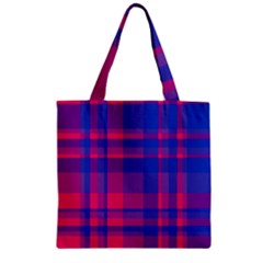 Bisexual Plaid Zipper Grocery Tote Bag by NanaLeonti