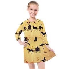 Cute Fairy Tal Pattern Kids  Quarter Sleeve Shirt Dress by FantasyWorld7