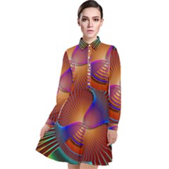 Lines Rays Background Light Rainbow Long Sleeve Chiffon Shirt Dress by Bajindul