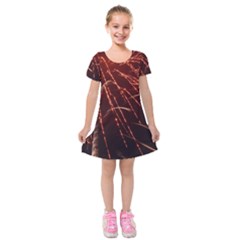 Fireworks Red Orange Yellow Kids  Short Sleeve Velvet Dress by Bajindul