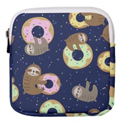 Cute Sloth With Sweet Doughnuts Mini Square Pouch by Sobalvarro