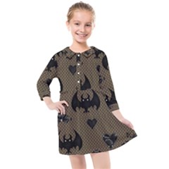 Cute Bat With Hearts Kids  Quarter Sleeve Shirt Dress by FantasyWorld7