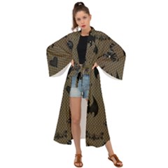 Cute Bat With Hearts Maxi Kimono by FantasyWorld7