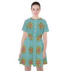 Fantasy Fauna Floral In Sweet Green Sailor Dress by pepitasart