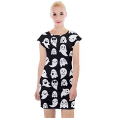 Cute Kawaii Ghost Pattern Cap Sleeve Bodycon Dress by Valentinaart