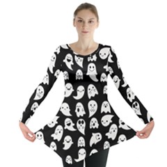 Cute Kawaii Ghost Pattern Long Sleeve Tunic  by Valentinaart