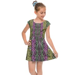 Leaves Contemplative In Pearls Free From Disturbance Kids  Cap Sleeve Dress by pepitasart