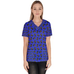 Daisy Royal Blue Women s V-neck Scrub Top by snowwhitegirl