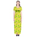 Carnation Pattern Yellow Short Sleeve Maxi Dress View1