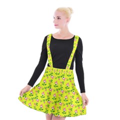 Carnation Pattern Yellow Suspender Skater Skirt by snowwhitegirl