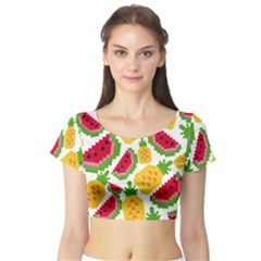 Watermelon Pattern Se Fruit Summer Short Sleeve Crop Top by Vaneshart