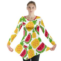 Watermelon Pattern Se Fruit Summer Long Sleeve Tunic  by Vaneshart