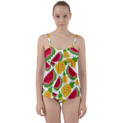 Watermelon Pattern Se Fruit Summer Twist Front Tankini Set by Vaneshart