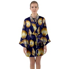 Snails See Shells Golden Long Sleeve Satin Kimono by Vaneshart