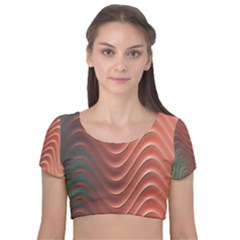 Texture Digital Painting Digital Art Velvet Short Sleeve Crop Top  by Vaneshart