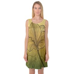 Leaves Design Pattern Nature Sleeveless Satin Nightdress by Vaneshart