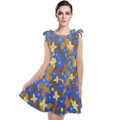 Blue And Yellow Design Tie Up Tunic Dress by BePrettily