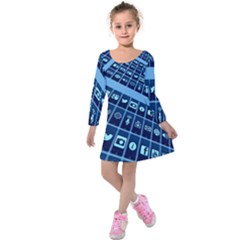 Apps Social Media Networks Internet Kids  Long Sleeve Velvet Dress by Vaneshart