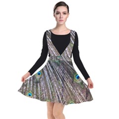 Peacock Feathers Pattern Colorful Plunge Pinafore Dress by Vaneshart