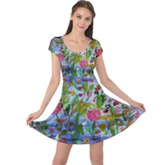 Sea Of Flowers Cap Sleeve Dress by BePrettily