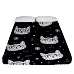 Gothic Cat Fitted Sheet (queen Size) by Valentinaart