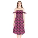 Black Rose Pink Shoulder Tie Bardot Midi Dress View1