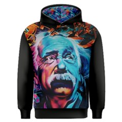 Albert Einstein Retro Wall Graffiti Blue Pink Orange Modern Urban Art Grunge Men s Overhead Hoodie by snek