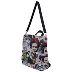 Frida Kahlo Brick Wall Graffiti Urban Art With Grunge Eye And Frog  Crossbody Backpack by snek