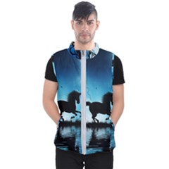 Wonderful Unicorn Silhouette In The Night Men s Puffer Vest by FantasyWorld7