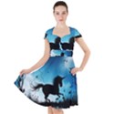 Wonderful Unicorn Silhouette In The Night Cap Sleeve Midi Dress View1