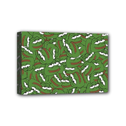 Pepe The Frog Face Pattern Green Kekistan Meme Mini Canvas 6  X 4  (stretched) by snek