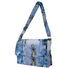 Cute Fairy With Dove Full Print Messenger Bag (l) by FantasyWorld7