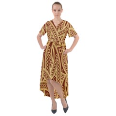 Fine Pattern Front Wrap High Low Dress by Sobalvarro