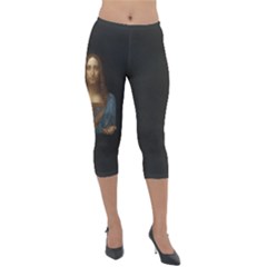 Salvator Mundi Leonardo Davindi 1500 Jesus Christ Savior Of The World Original Paint Most Expensive In The World Lightweight Velour Capri Leggings  by snek