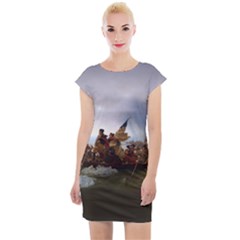 George Washington Crossing Of The Delaware River Continental Army 1776 American Revolutionary War Original Painting Cap Sleeve Bodycon Dress by snek