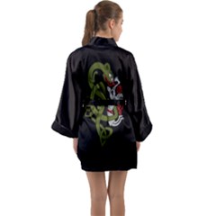 Pepe The Frog Rare Celtic Viking Norse Dragon Pattern Deus Vult Medieval Wojak Crusader Long Sleeve Satin Kimono by snek