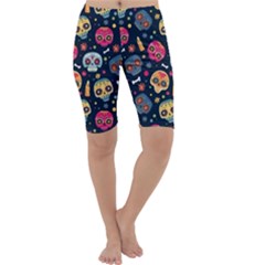 Mexican Day Of Dead Sugar Skull Cropped Leggings  by trulycreative