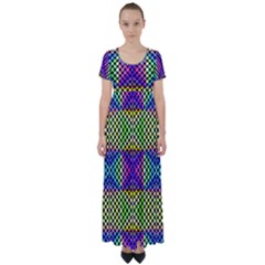 Bright  Circle Abstract Black Yellow Purple Green Blue High Waist Short Sleeve Maxi Dress by BrightVibesDesign