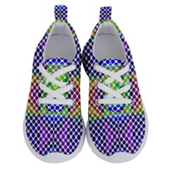 Colorful Circle Abstract White Purple Green Blue Running Shoes by BrightVibesDesign